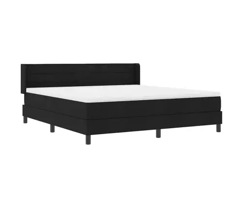 Kastītes Atsperu Gulta Ar Matraci Melna 200 X 180 Cm Poliesters Vidaxl