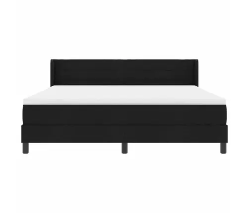 Kastītes Atsperu Gulta Ar Matraci Melna 200 X 180 Cm Poliesters Vidaxl