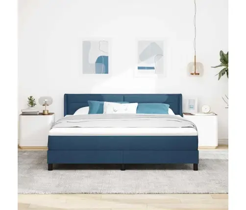 Kastītes Atsperu Gulta Ar Matraci Zila 200 X 180 Cm Poliesters Vidaxl