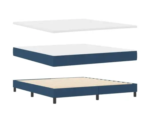 Kastītes Atsperu Gulta Ar Matraci Zila 200 X 180 Cm Poliesters Vidaxl