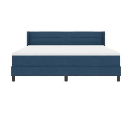 Kastītes Atsperu Gulta Ar Matraci Zila 200 X 180 Cm Poliesters Vidaxl