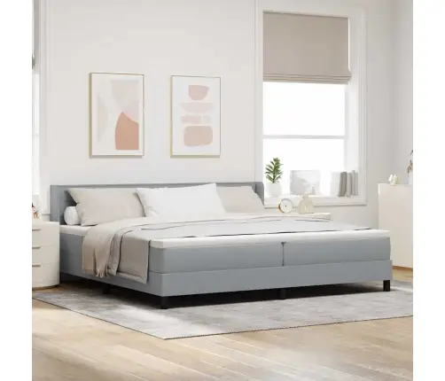 Kastītes Atsperu Gulta Gaiši Pelēks 200 X 200 Cm Poliesters Vidaxl