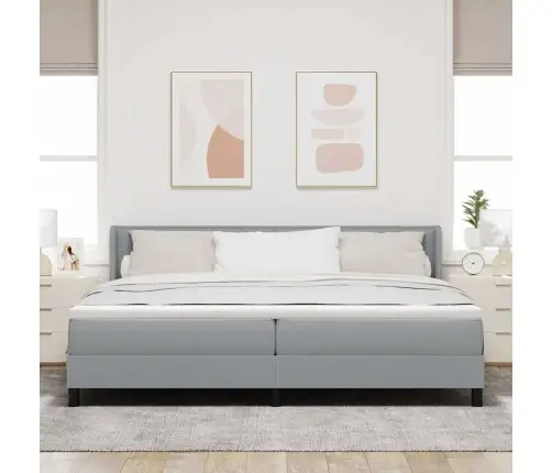 Kastītes Atsperu Gulta Gaiši Pelēks 200 X 200 Cm Poliesters Vidaxl