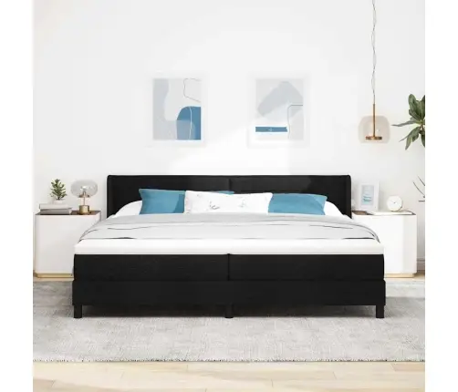 Kastītes Atsperu Gulta Melna 200 X 200 Cm Audums Un Putas Vidaxl