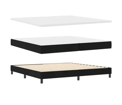 Kastītes Atsperu Gulta Melna 200 X 200 Cm Audums Un Putas Vidaxl