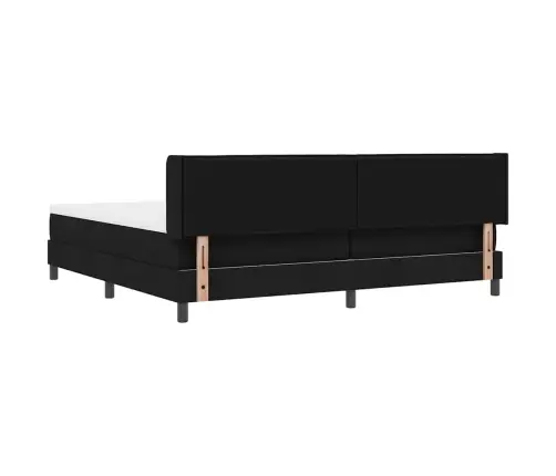 Kastītes Atsperu Gulta Melna 200 X 200 Cm Audums Un Putas Vidaxl