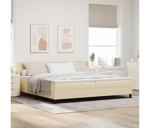 Gultas Pamatne Ar Matraci, Krēmkrāsā, 200 X 200 Cm - Audums Vidaxl