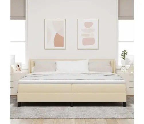 Gultas Pamatne Ar Matraci, Krēmkrāsā, 200 X 200 Cm - Audums Vidaxl