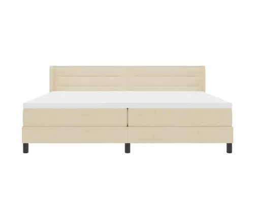 Gultas Pamatne Ar Matraci, Krēmkrāsā, 200 X 200 Cm - Audums Vidaxl