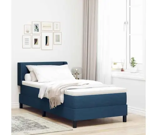 Pamatnes Gulta Ar Matraci, Zila – 90 X 200 Cm, Audums Vidaxl