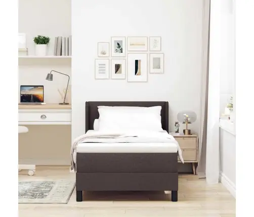 Kastītes Atsperu Gulta Tumši Brūna 100 X 200 Cm Audums Un Putas Vidaxl