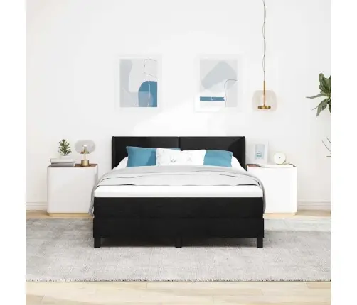 Kiemas Lova Su Čiužiniu Juoda 200 X 160 Cm Poliesteris