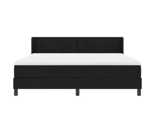 Kastītes Atsperu Gulta Ar Matraci Melna 200 X 180 Cm Poliesters Vidaxl