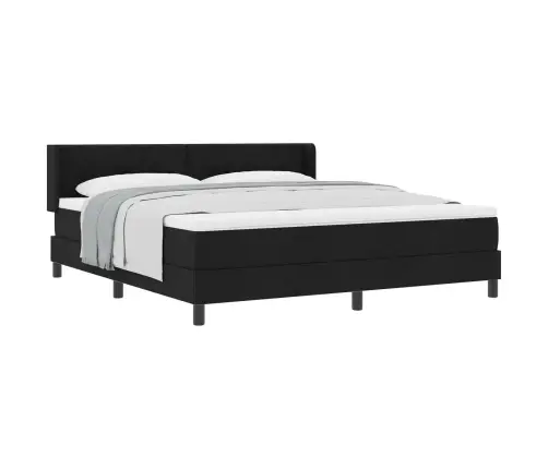 Kastītes Atsperu Gulta Ar Matraci Melna 200 X 180 Cm Poliesters Vidaxl