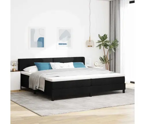 Kastītes Atsperu Gulta Melna 200 X 200 Cm Audums Un Putas Vidaxl