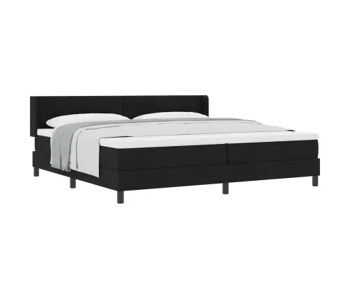 Kastītes Atsperu Gulta Melna 200 X 200 Cm Audums Un Putas Vidaxl