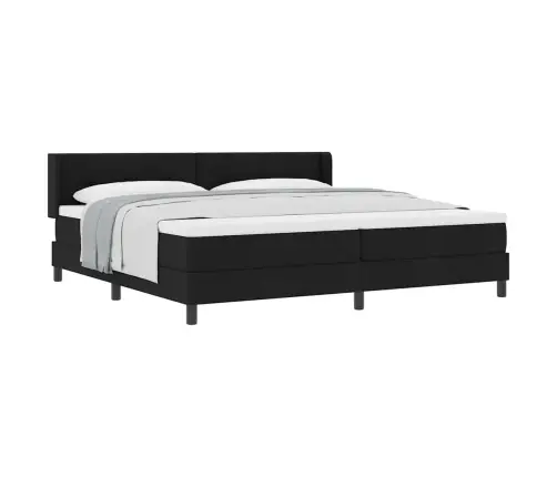 Kastītes Atsperu Gulta Melna 200 X 200 Cm Audums Un Putas Vidaxl