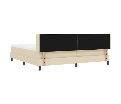 Kastītes Atsperu Gulta Krēmkrāsa 200 X 200 Cm Poliesters Vidaxl