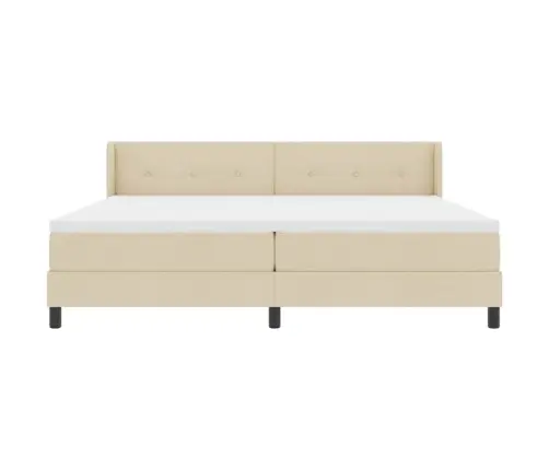 Kastītes Atsperu Gulta Krēmkrāsa 200 X 200 Cm Poliesters Vidaxl