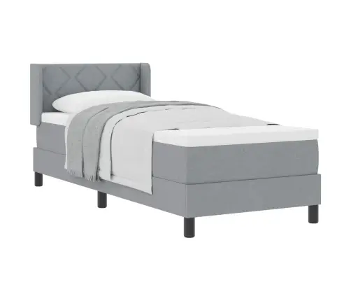 Box Spring Gulta Ar Matraci, Gaiši Pelēka, 80 X 200 Cm, Audums Vidaxl