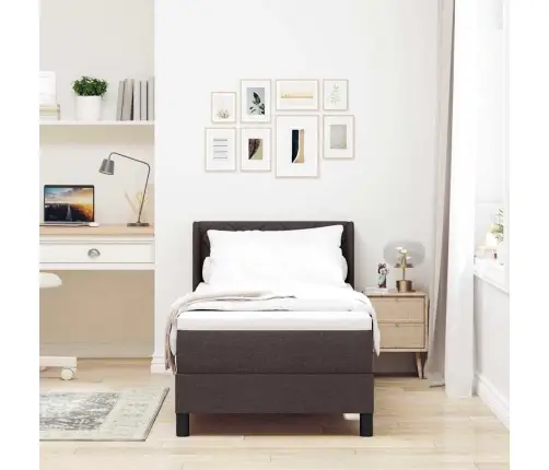 Kastītes Atsperu Gulta Tumši Brūna 80 X 200 Cm Audums Un Putas Vidaxl