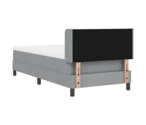 Box Spring Gulta Ar Matrača Komplektu Gaiši Pelēkā Krāsā, 90 X 190 Cm, Audums Vidaxl