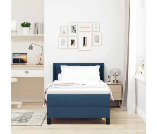 Kontinentālā Gulta Ar Matraci Ar Matraci Zila 90 X 190 Cm Vidaxl