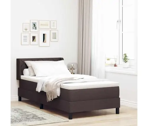 Kastītes Atsperu Gulta Tumši Brūna 90 X 200 Cm Audums Un Putas Vidaxl