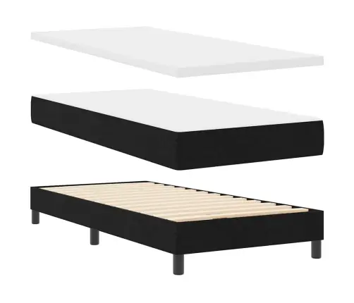 Kastītes Atsperu Gulta Ar Spilvenu Melna 100 X 200 Cm Audums Vidaxl