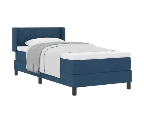 Boksa Gultas Ar Matraci - Zila - 100 X 200 Cm - Audums Vidaxl