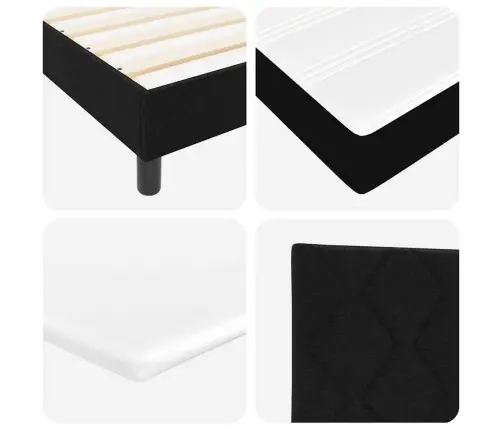 Kastītes Atsperu Gulta Melna 140 X 190 Cm Audums Vidaxl