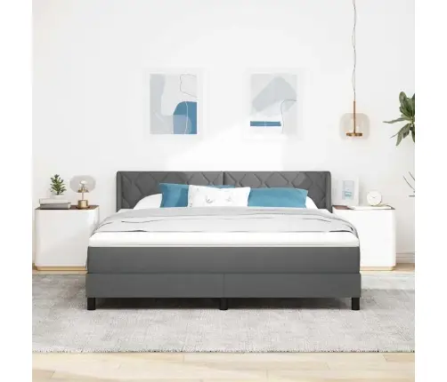 Box Spring Gulta Ar Matraci - Tumši Pelēka, 180 X 200 Cm, Audums. Vidaxl