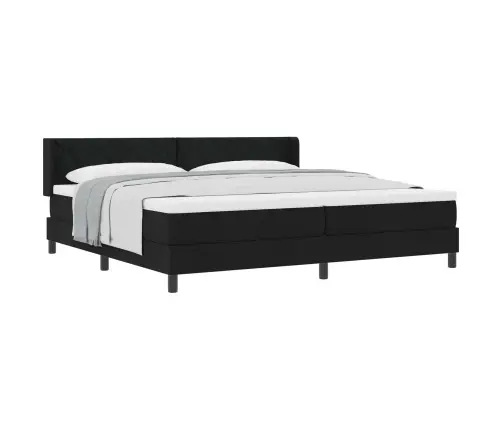 Kastītes Atsperu Gulta Melna 200 X 200 Cm Audums Un Putas Vidaxl