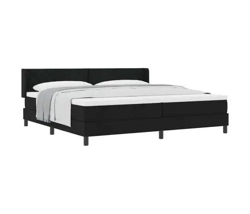 Kastītes Atsperu Gulta Melna 200 X 200 Cm Audums Un Putas Vidaxl