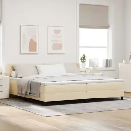 Kastītes Atsperu Gulta Krēmkrāsa 200 X 200 Cm Audums Vidaxl