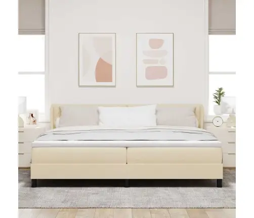 Kastītes Atsperu Gulta Krēmkrāsa 200 X 200 Cm Poliesters Vidaxl