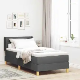 Lovos Pagrindas Su Čiužiniu Tamsiai Pilka 80 X 200 Cm Audinys Lovos Pagrindas Su Čiužiniu Tamsiai Pilka 80 X 200 Cm Audinys