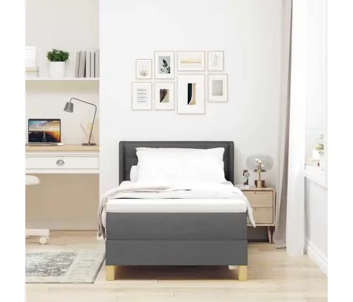 Lovos Pagrindas Su Čiužiniu Tamsiai Pilka 80 X 200 Cm Audinys