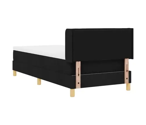 Kastītes Atsperu Gulta Ar Galvas Klāju Melna 80 X 200 Cm Vidaxl