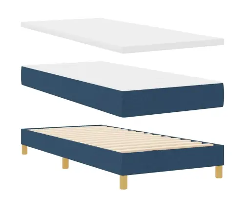 Box Spring Gulta Ar Matraci Zilā Krāsā, 90 X 200Cm Audums Vidaxl