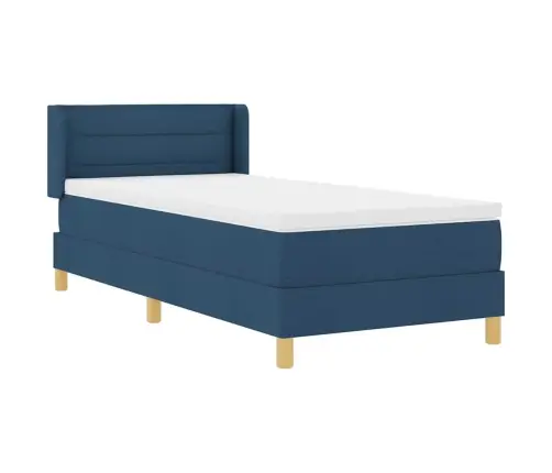 Box Spring Gulta Ar Matraci Zilā Krāsā, 90 X 200Cm Audums Vidaxl