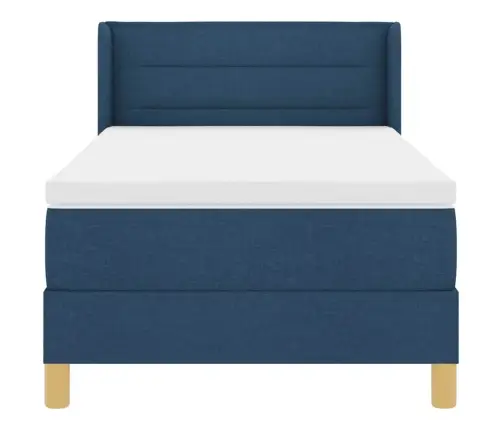 Box Spring Gulta Ar Matraci Zilā Krāsā, 90 X 200Cm Audums Vidaxl