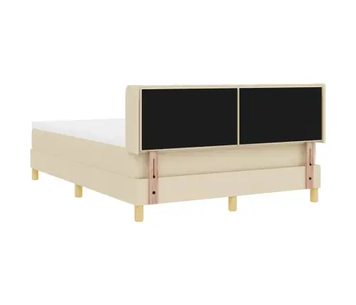 Gulta Ar Atsperēm Ar Matraci Krēmkrāsa 140 X 190 Cm Audums Vidaxl