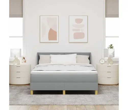 Kiemas Lova Su Čiužiniu Šviesiai Pilka 200 X 140 Cm Poliesteris