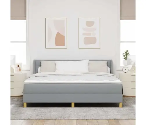 Kastītes Atsperu Gulta Gaiši Pelēks 200 X 180 Cm Poliesters Vidaxl