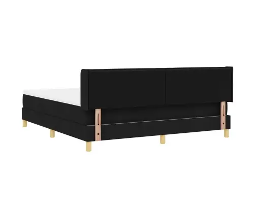 Kastītes Atsperu Gulta Ar Matraci Melna 200 X 180 Cm Poliesters Vidaxl