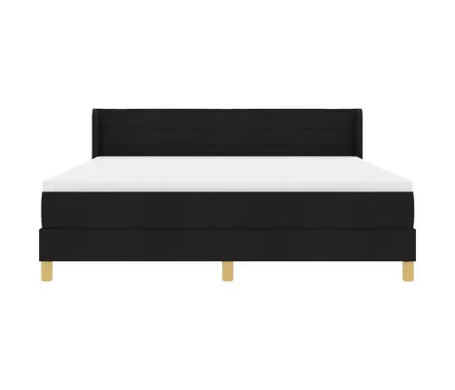 Kastītes Atsperu Gulta Ar Matraci Melna 200 X 180 Cm Poliesters Vidaxl