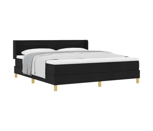 Kastītes Atsperu Gulta Ar Matraci Melna 200 X 180 Cm Poliesters Vidaxl