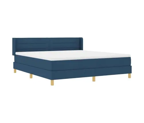 Gulta Ar Atsperēm Ar Matraci Zila 180 X 200 Cm Audums Vidaxl