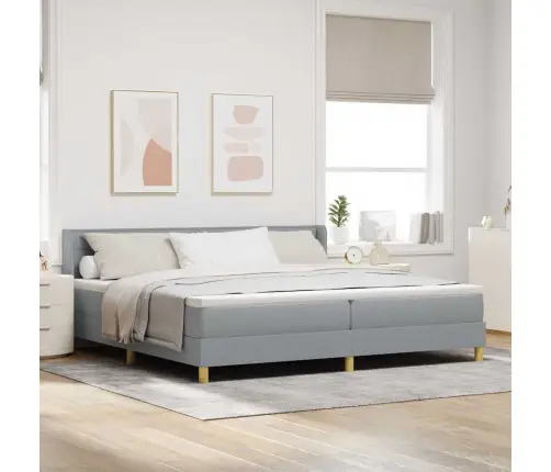 Gulta Ar Atsperēm Ar Matraci Gaiši Pelēka 200 X 200 Cm Audums Vidaxl